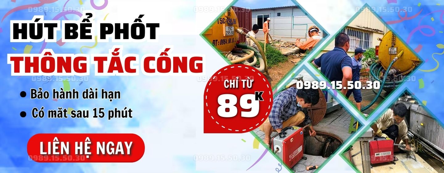 banner hút bể phốt thông tắc cống